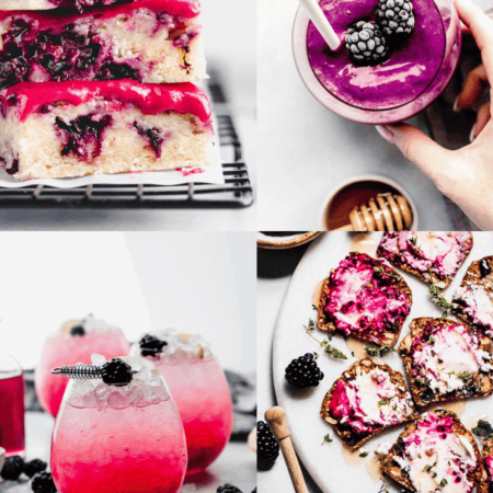 Collage of blackberry recipes.