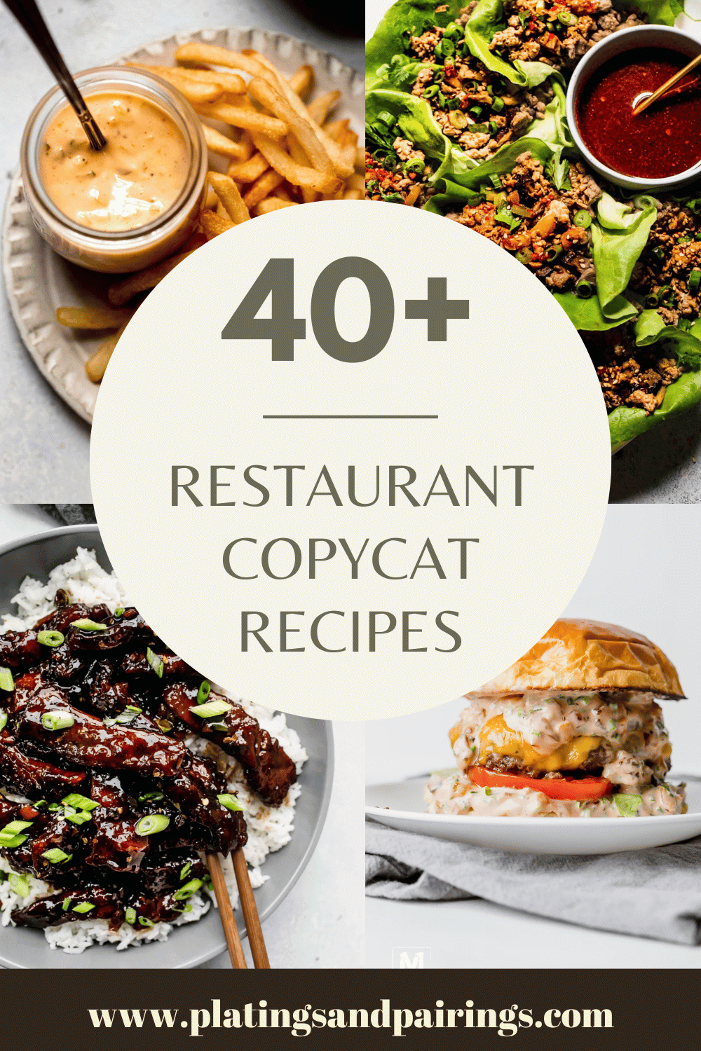 Collage of restaurant copycat recipes with text overlay.