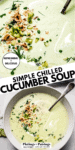 Cold cucumber soup recipe pin.