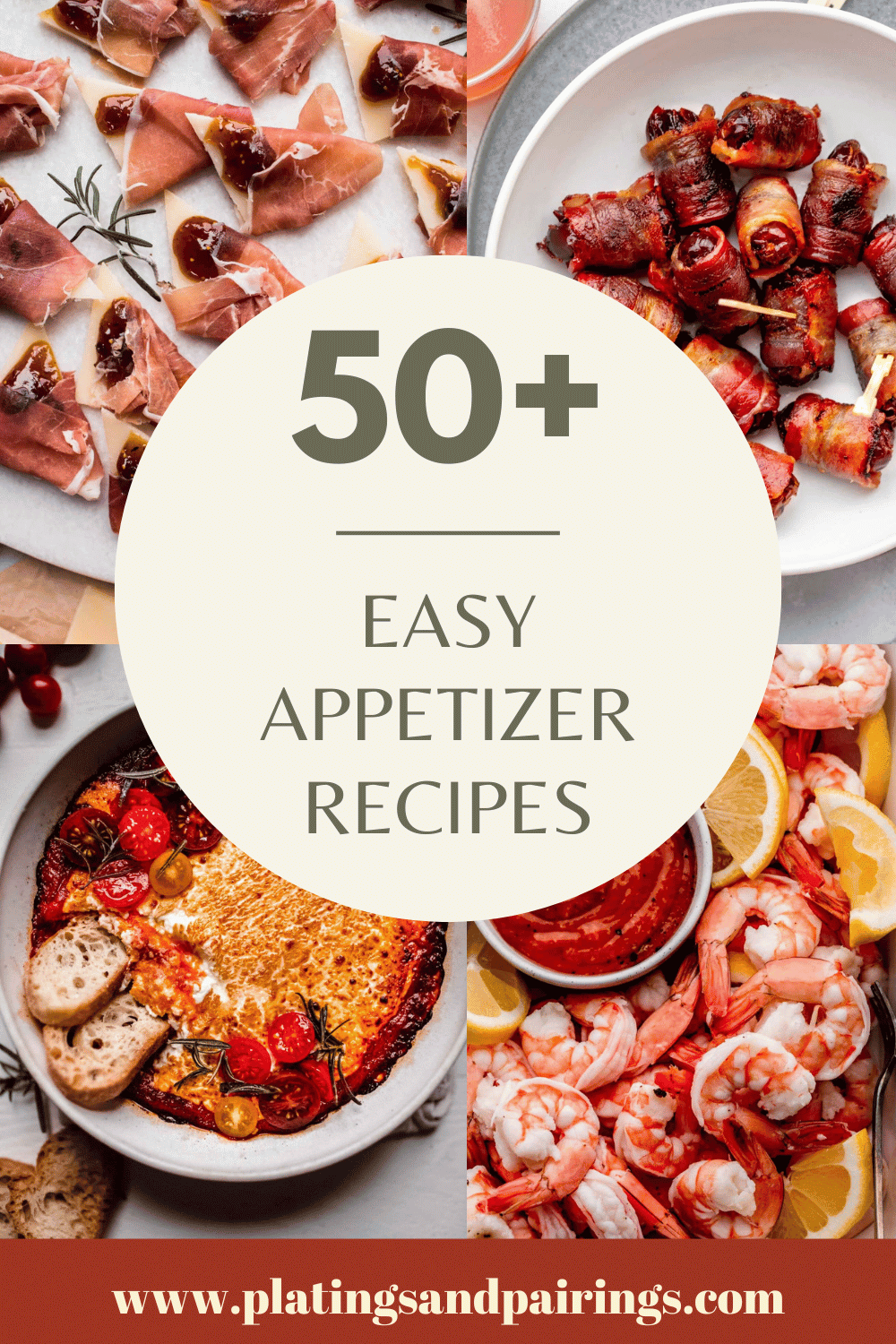 Collage of easy appetizer recipes with text overlay.