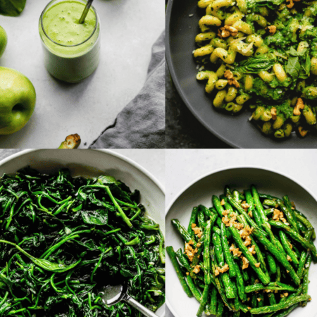 Collage of green foods.