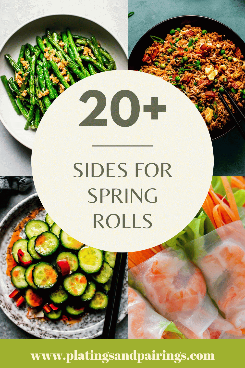 Collage of sides for spring rolls with text overlay.