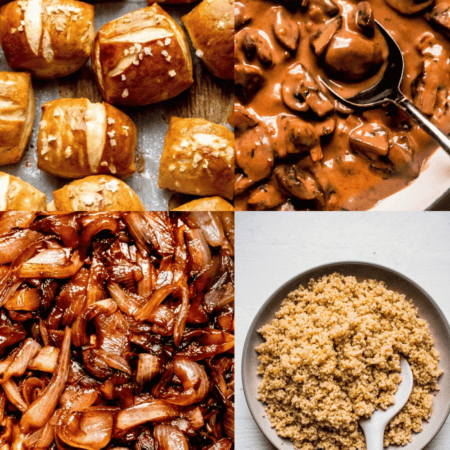 Collage of brown foods.