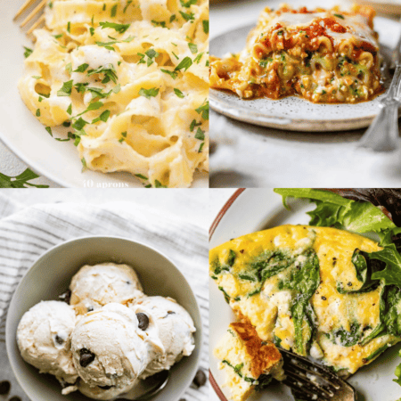 Collage of cottage cheese recipes.