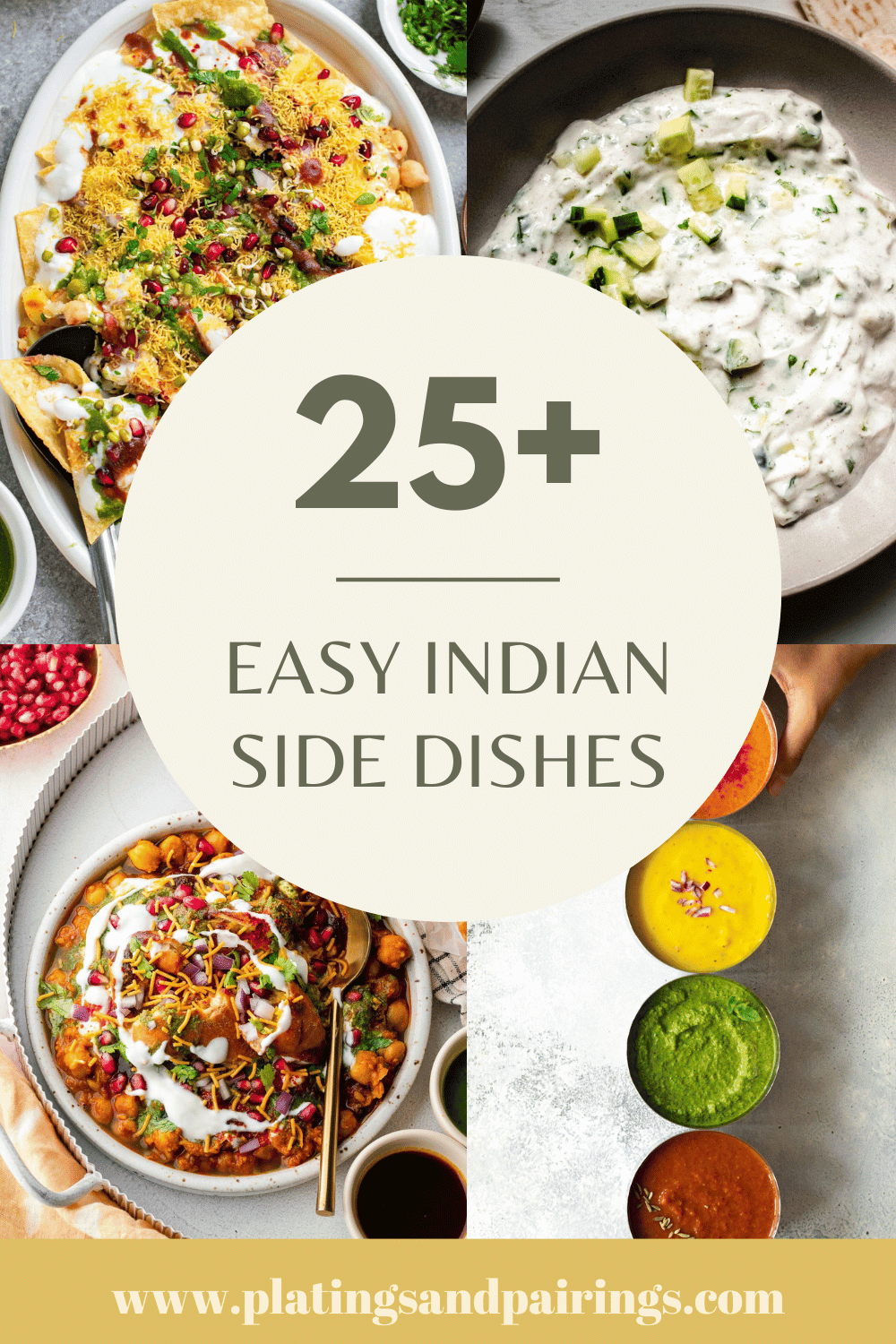 Collage of indian side dishes with text overlay.