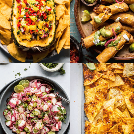 Collage of Mexican appetizers.