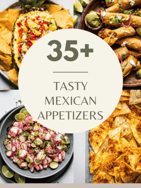 Collage of Mexican appetizers with text overlay.