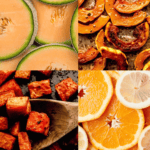 Collage of orange foods.