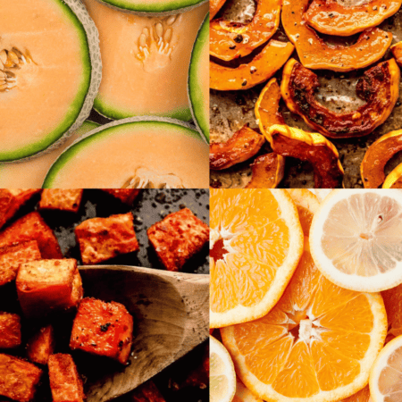 Collage of orange foods.