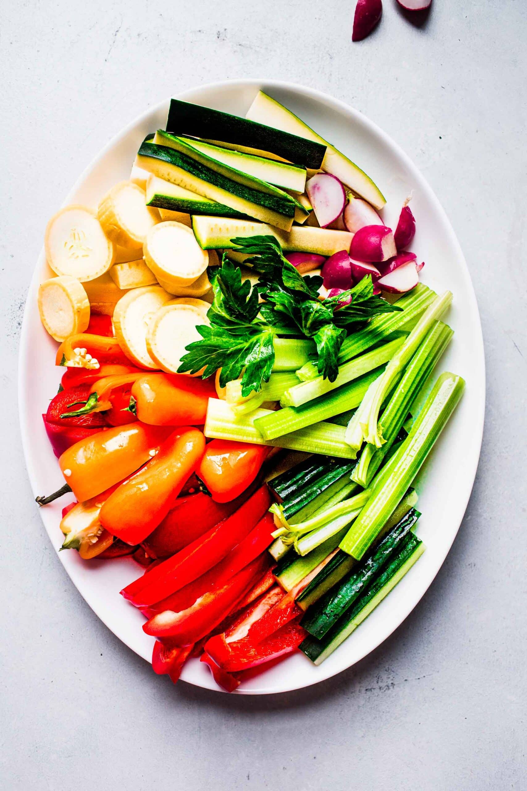 How to Cut Vegetable Sticks for Crudités Platings + Pairings