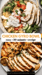 Chicken gyro bowls pinterest image.