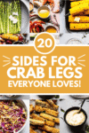 Collage of sides for crab legs with text overlay.