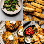 Collage of vegetarian air fryer recipes.
