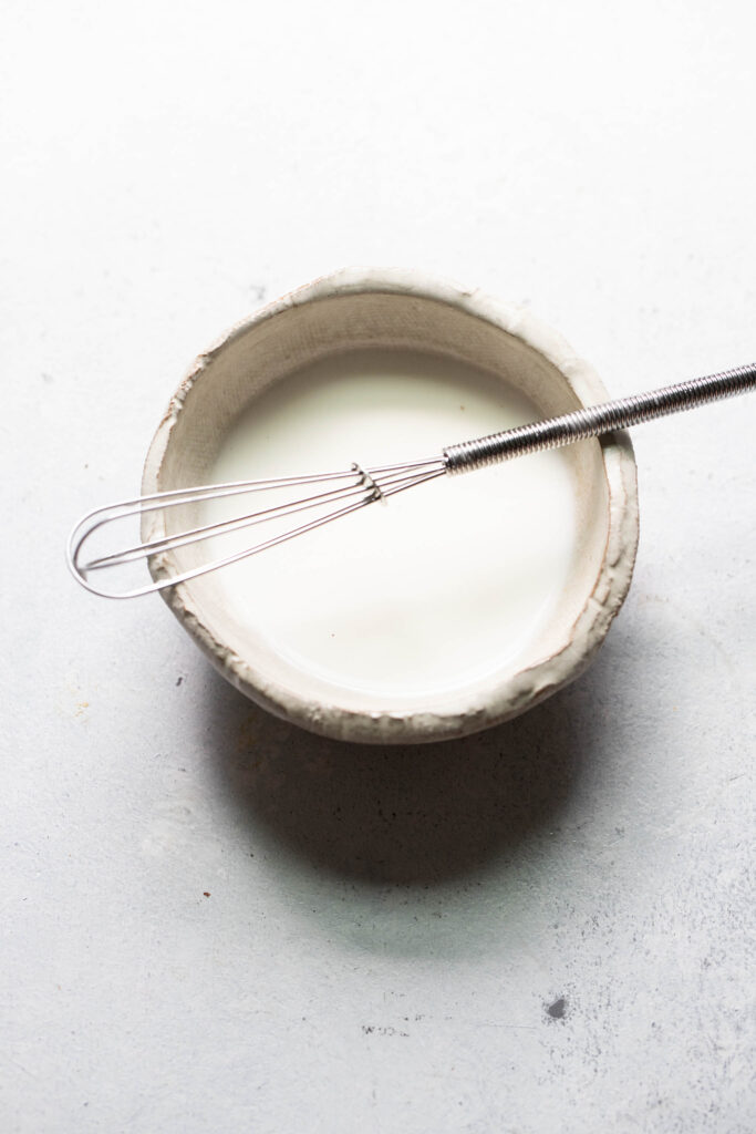 Cornstarch slurry in small bowl with whisk. 