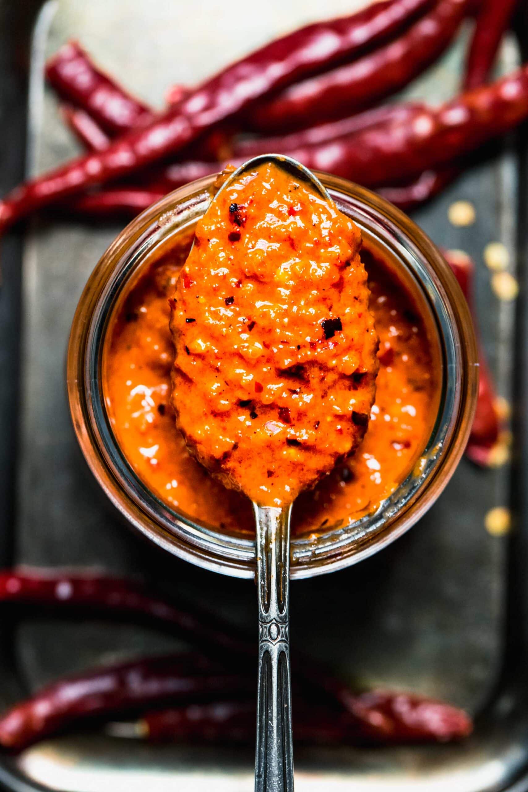 Spoonful of peri peri sauce.