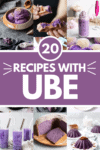Collage of ube recipes with text overlay.