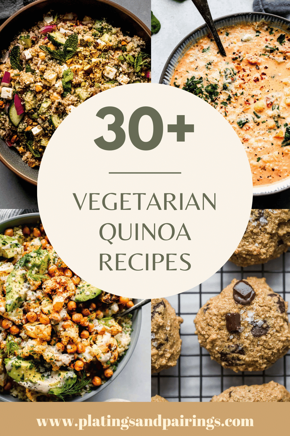 Collage of vegetarian quinoa recipes with text overlay.