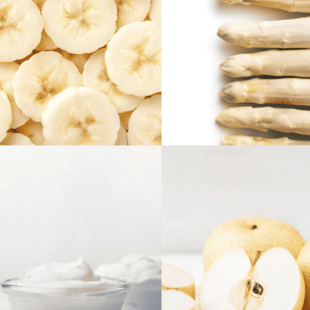 Collage of white foods.