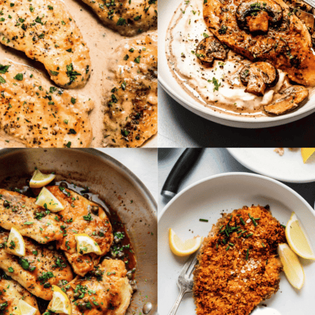 Collage of chicken cutlet recipes.