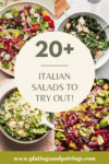 Collage of Italian salads with text overlay.