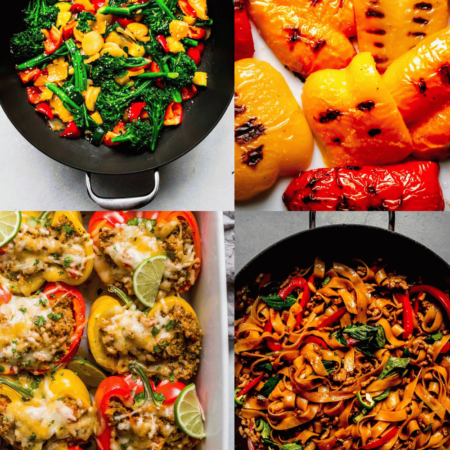Collage of bell pepper recipes.