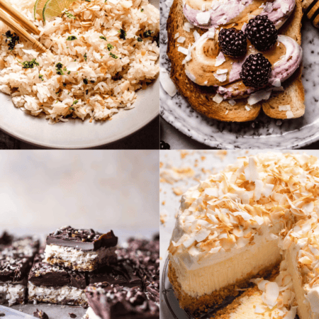 Collage of coconut recipes.