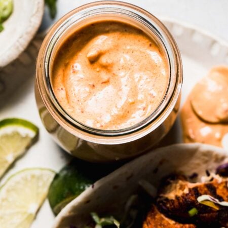 Jar of creamy fish taco sauce.