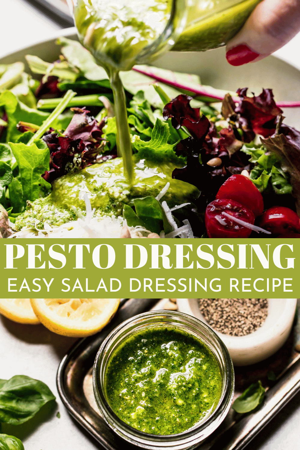 Lemon Pesto Salad Dressing (Creamy Vinaigrette) Platings + Pairings