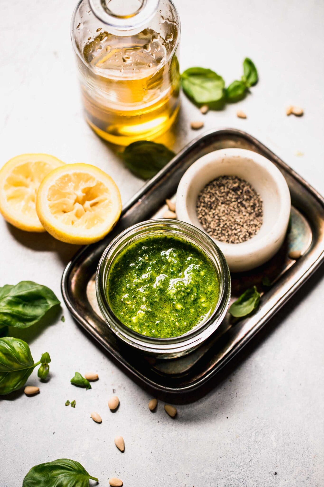 Lemon Pesto Salad Dressing (Creamy Vinaigrette) Platings + Pairings