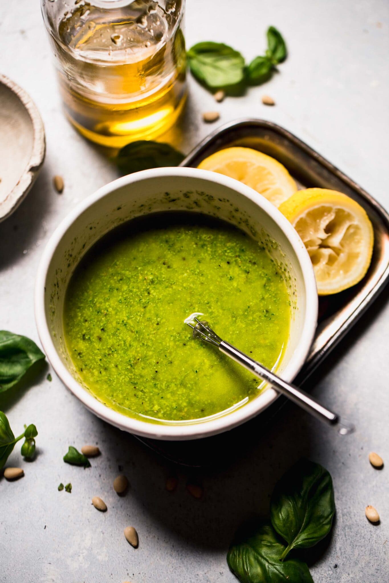 Lemon Pesto Salad Dressing (Creamy Vinaigrette) Platings + Pairings