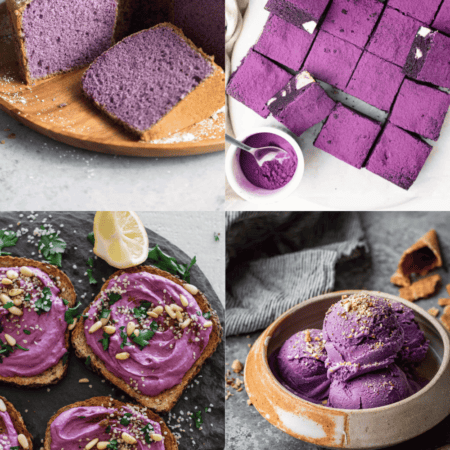 Collage of ube recipes.