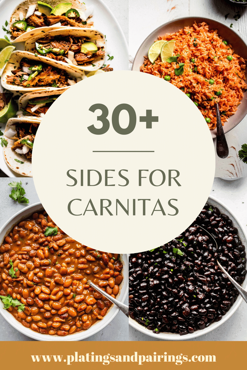 Collage of what to serve with carnitas with text overlay.