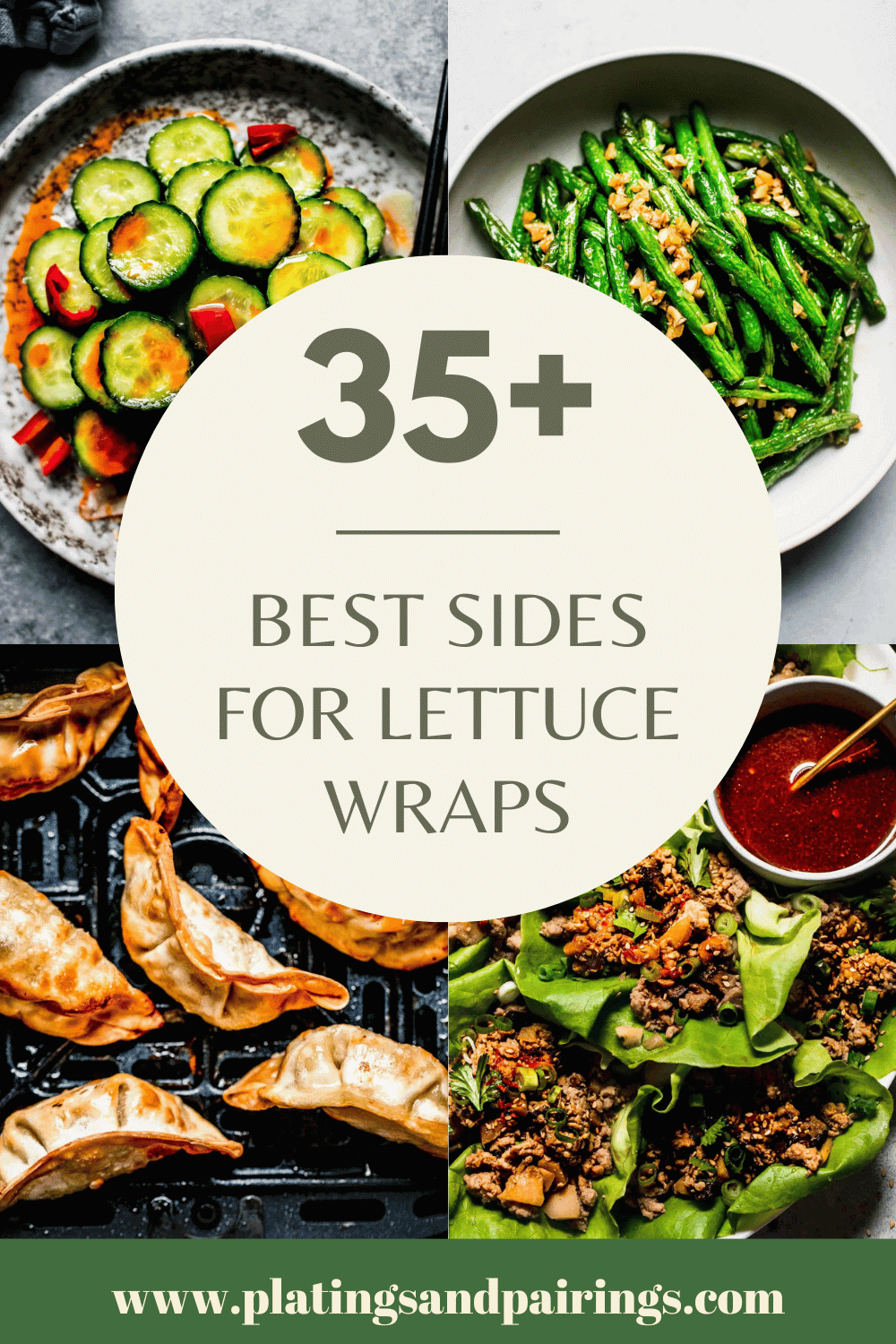 Collage of what to serve with lettuce wraps with text overlay.