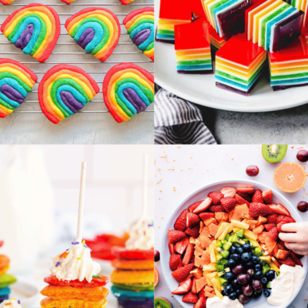 Collage of rainbow foods.