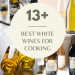 Collage of white wines for cooking with text overlay.