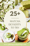 Collage of matcha dessert recipes with text overlay.