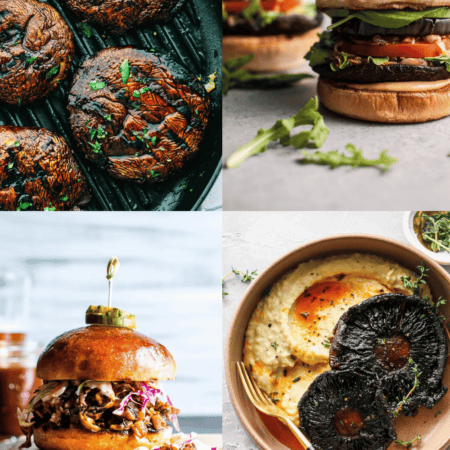 Collage of portobello mushroom recipes.