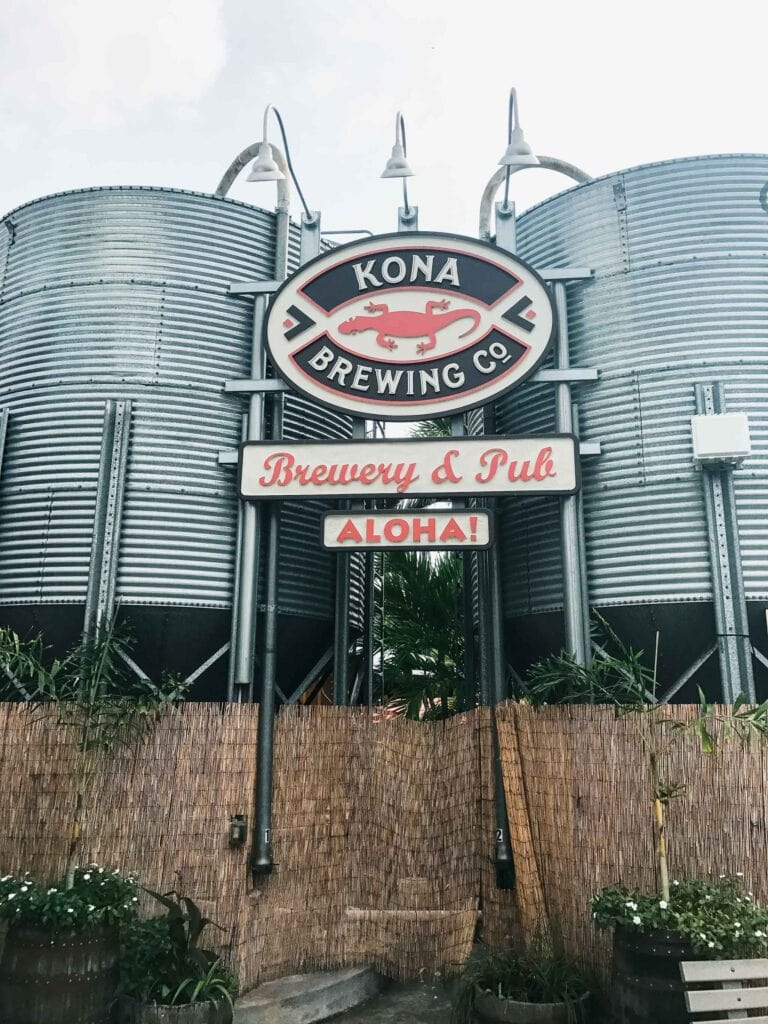 Outside facade of kona brewing company. 