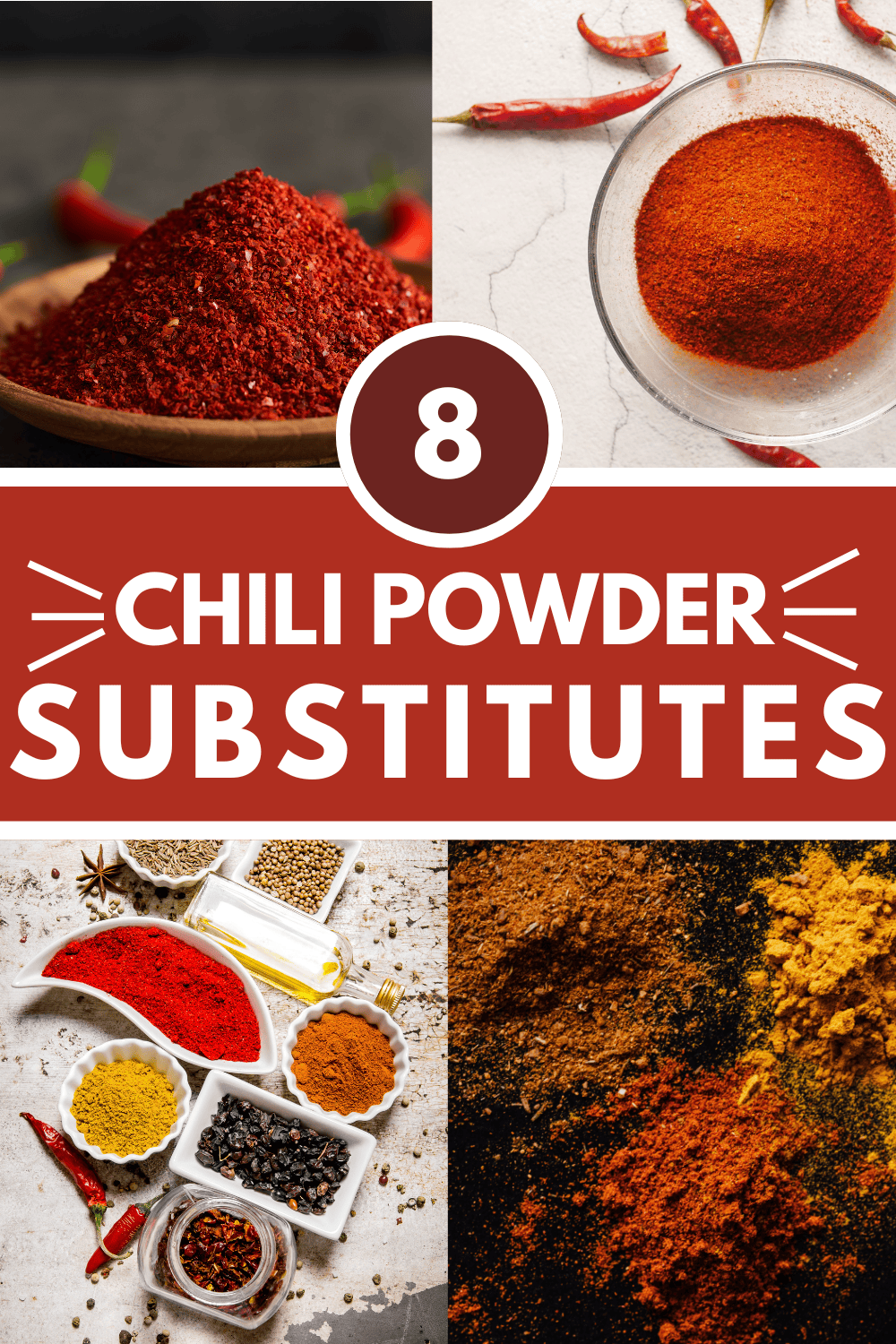 Collage of chili powder substitutes with text overlay