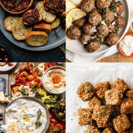 Collage of Greek appetizer recipes.