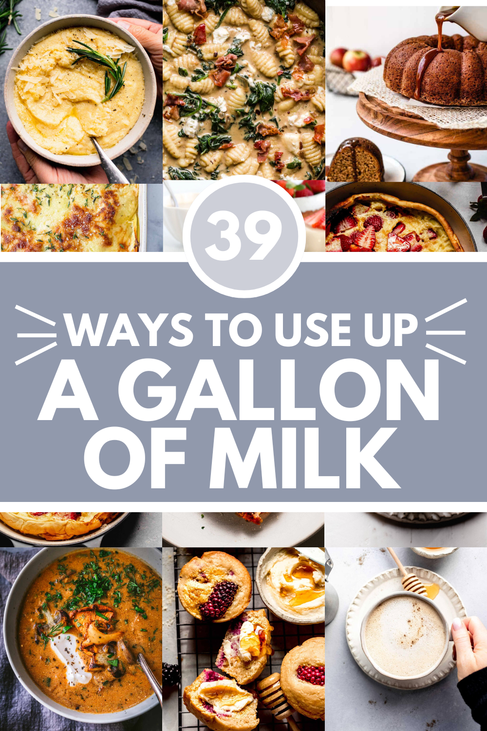 Collage of recipes that use a lot of milk with text overlay.