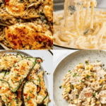 Collage of recipes that use cream cheese.
