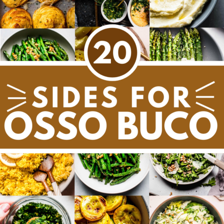 Collage of sides for osso buco with text overlay.