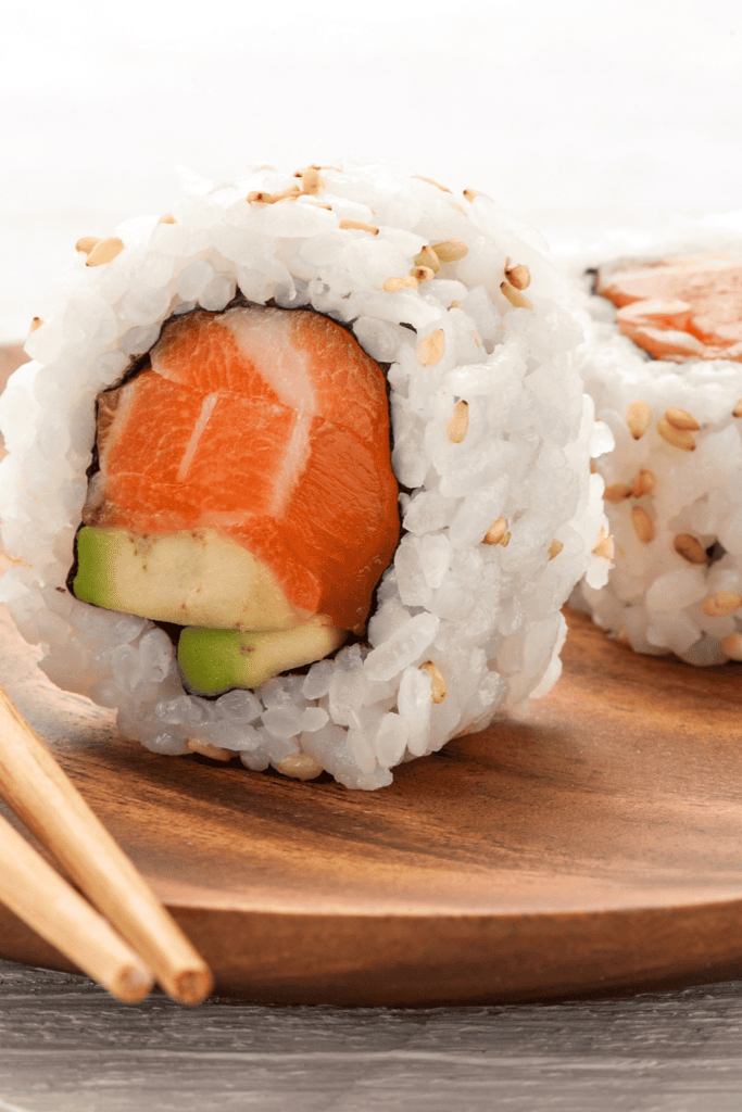 Uramaki inside out sushi rolls. 