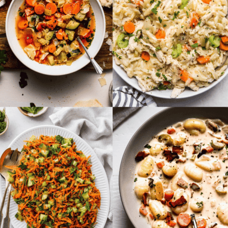 Collage of carrot and celery recipes.