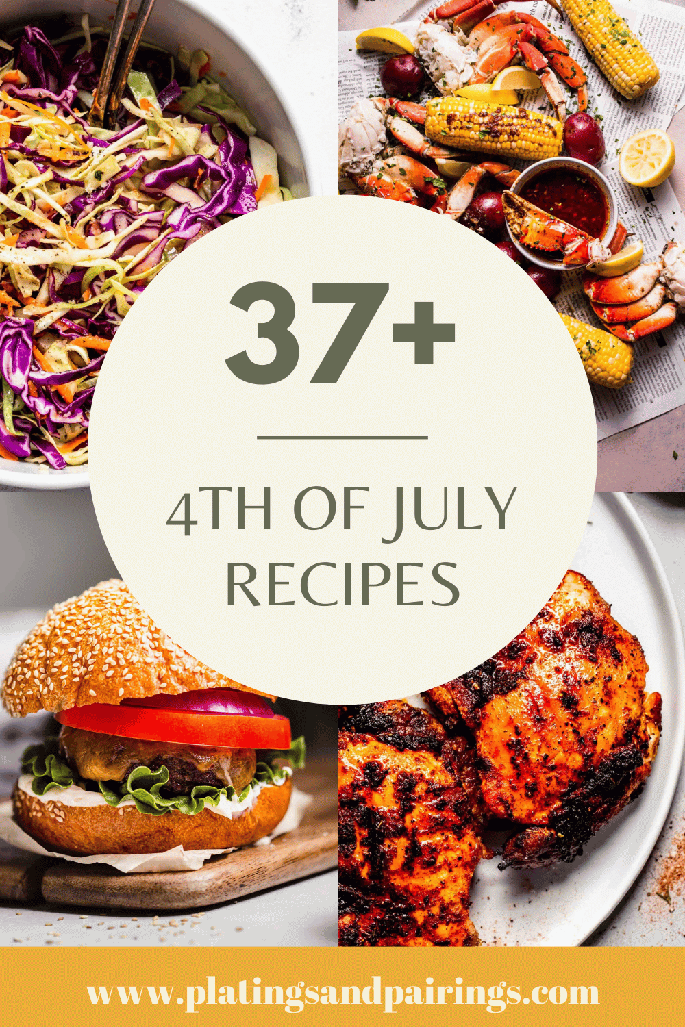Collage of fourth of July recipes with text overlay.