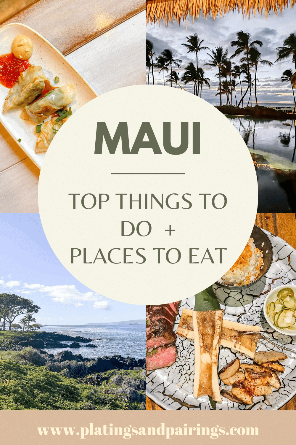 Collage of things to do in Maui with text overlay.