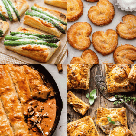Collage of puff pastry recipes.