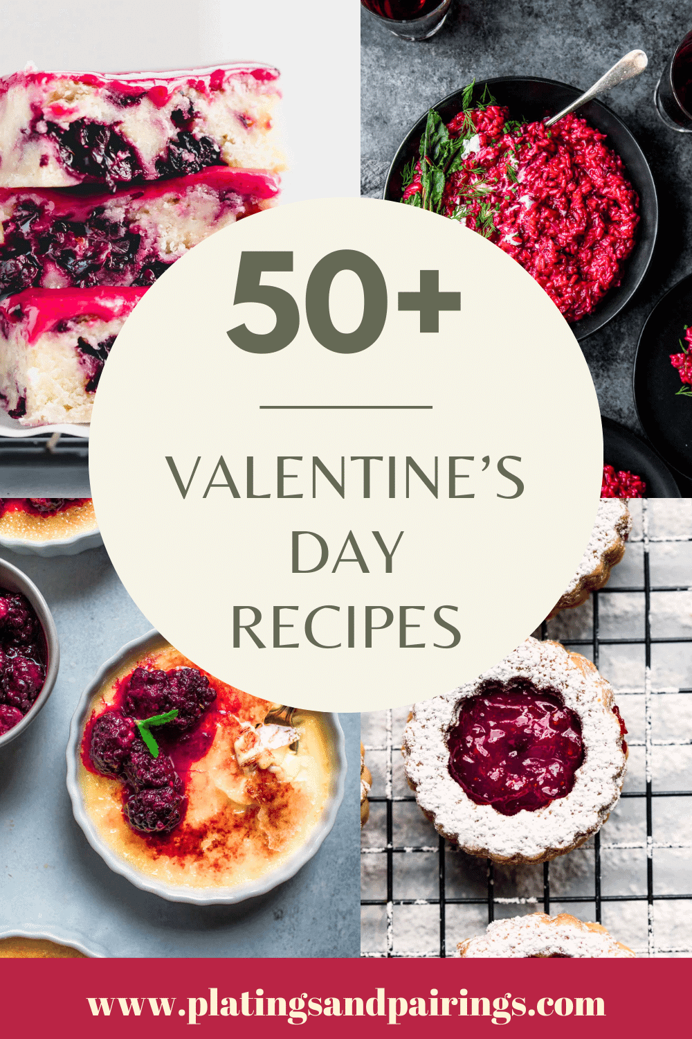 Collage of Valentine's Day recipes with text overlay.
