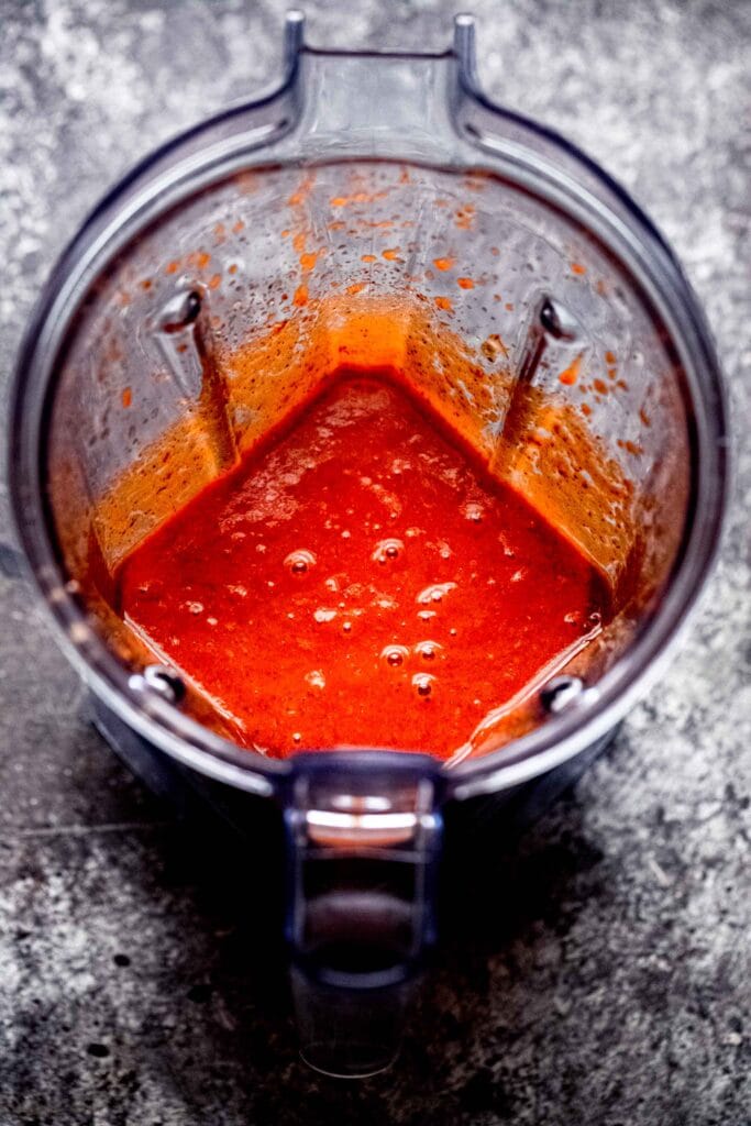 Prepared marinade in blender.